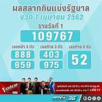 ผลฉลากวันที่ 1 เมษายน 2562